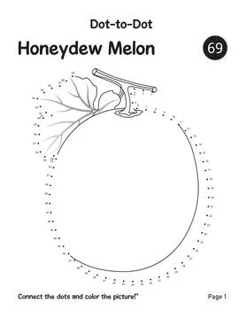 Printable Activity Workbook Page Featuring Honeydew Melon Connect The Dots Ga Stock Illustration
