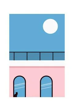 Printable Architecture Building Wall Art Poster Stock Illustration