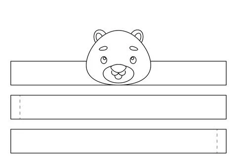 Printable beaver paper crown. Fun accessory for entertainment. Diy cut party  Stock Illustration