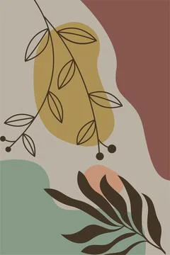 Printable Botanical Boho Shapes Wall Decor Illustrazione stock