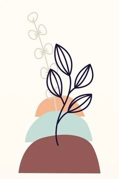 Printable Botanical Boho Shapes Wall Decor Stock Illustration