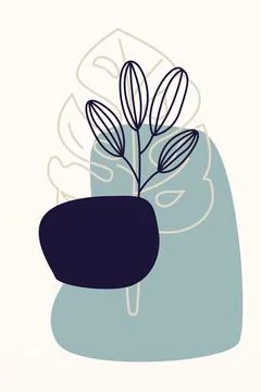 Printable Botanical Boho Shapes Wall Decor Stock Illustration