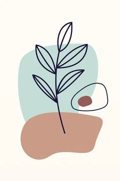 Printable Botanical Boho Shapes Wall Decor Stock Illustration