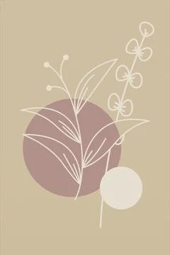 Printable Botanical Boho Shapes Wall Decor Stock Illustration