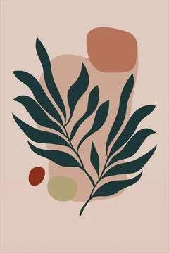 Printable Botanical Boho Shapes Wall Decor Stock Illustration