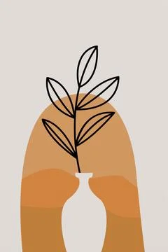 Printable Botanical Boho Shapes Wall Decor Illustrazione stock
