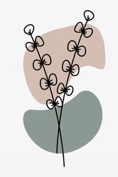 Printable Botanical Boho Shapes Wall Decor Stock Illustration
