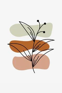 Printable Botanical Boho Shapes Wall Decor Stock Illustration
