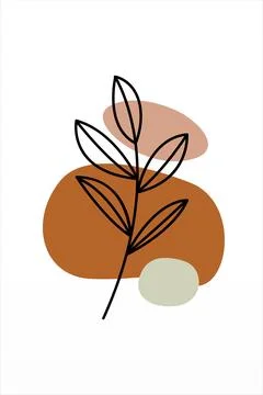 Printable Botanical Boho Shapes Wall Decor Stock Illustration