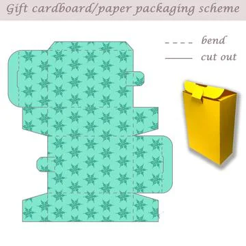 Printable cube paper or cardboard packaging scheme box for gifts, sweets, 3D Stock Illustration
