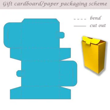 Printable cube paper or cardboard packaging scheme box for gifts, sweets, 3D Stock Illustration