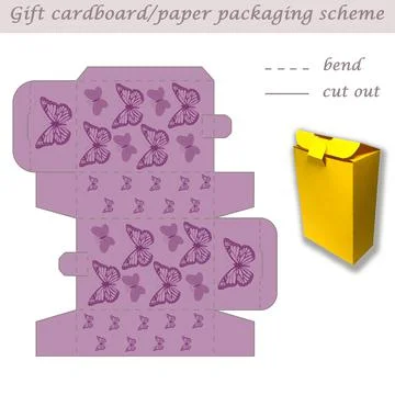 Printable cube paper or cardboard packaging scheme box for gifts, sweets, 3D Stock Illustration