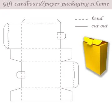 Printable cube paper or cardboard packaging scheme box for gifts, sweets, 3D Stock Illustration