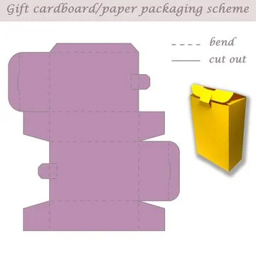 Printable cube paper or cardboard packaging scheme box for gifts, sweets, 3D Stock Illustration