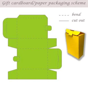 Printable cube paper or cardboard packaging scheme box for gifts, sweets, 3D Stock Illustration