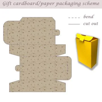 Printable cube paper or cardboard packaging scheme box for gifts, sweets, 3D Stock Illustration