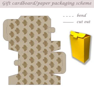 Printable cube paper or cardboard packaging scheme box for gifts, sweets, 3D Stock Illustration