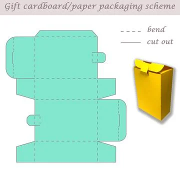 Printable cube paper or cardboard packaging scheme box for gifts, sweets, 3D Stock Illustration