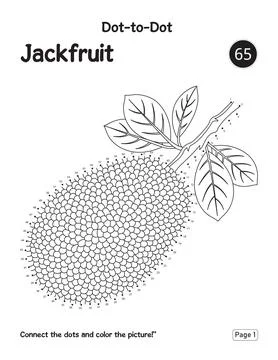 Printable Educational Outline Featuring Jackfruit Kids Connect The Dots Page Stock Illustration