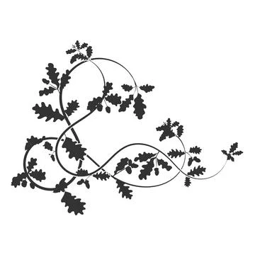 Printable element template oak weaving ornament Stock Illustration