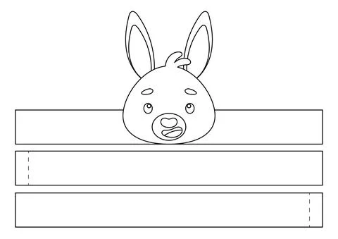 Printable kangaroo paper crown. Fun accessory for entertainment. Diy cut part Stock Illustration