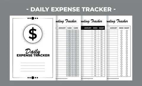 Printable KDP Daily Expense Tracker Book Vector Design Template Stock Illustration