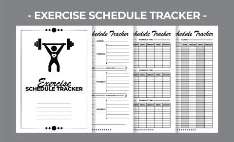 Printable KDP Exercise Schedule Tracker Book Vector Design Template 스톡 일러스트
