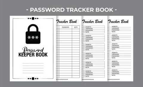Printable KDP Password Tracker Book Vector Design Template Stock Illustration
