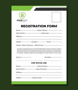 Printable KDP School Registration Form Vector Design Template Stock Illustration
