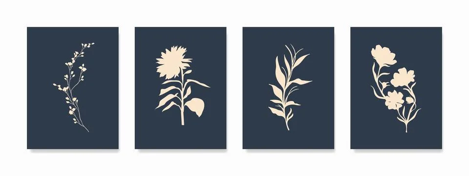 Printable minimalist illustrations wall art. The illustrations feature deli.. Stock Illustration