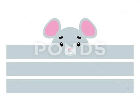 Printable mouse paper crown. Party headband die cut template for ...