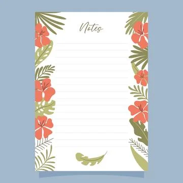 Printable notes concept, with tropical exotic background. Vector illustration Illustrazione stock