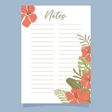 Printable notes concept, with tropical exotic background. Vector illustration Illustrazione stock