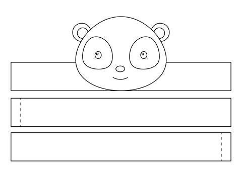 Printable panda paper crown. Diy cut party ribbon template for birthday, chri Stock Illustration
