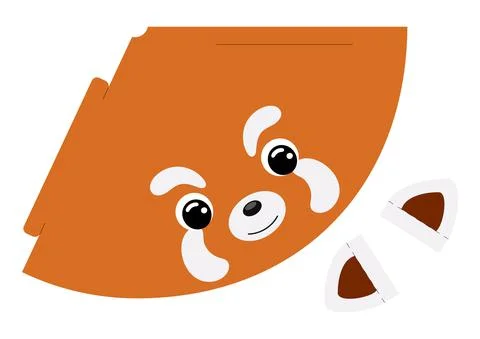Printable red panda paper hat. Party die cut template for birthday, christmas Stock Illustration