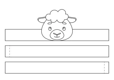 Printable sheep paper crown. Fun accessory for entertainment. Diy cut party r Stock Illustration