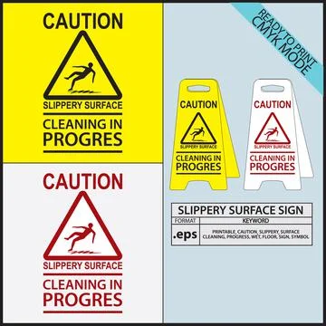 PRINTABLE SLIPPERY SURFACE WARNING SIGN 스톡 일러스트