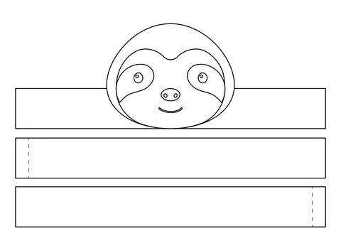 Printable sloth paper crown. Diy cut party ribbon template for birthday, chri Illustrazione stock
