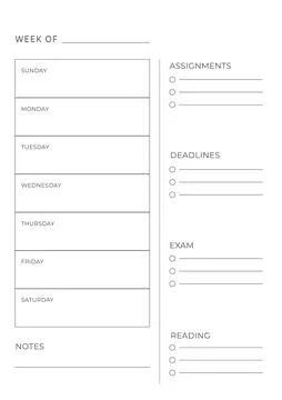 Printable Student Planner with Assignment Tracker Stock Illustration