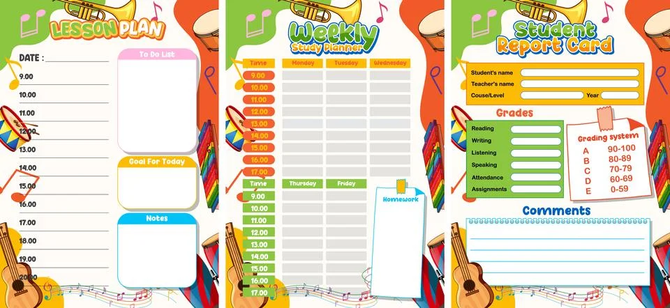 Printable Student Study Planner Sheet for Effective Time Management Stock Illustration