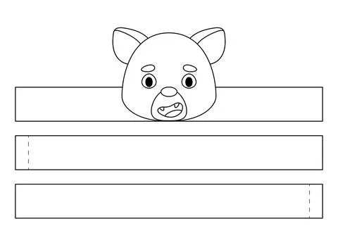 Printable Tasmanian devil paper crown. Diy cut party ribbon template for birt Stock Illustration