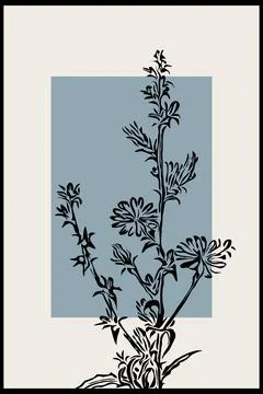 Printable trendy botanical card. 스톡 일러스트