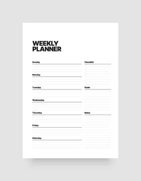 Printable weekly planner template for business organizer. Stock Illustration
