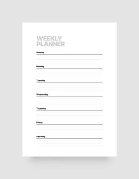 Printable weekly planner template for business organizer. Stock Illustration