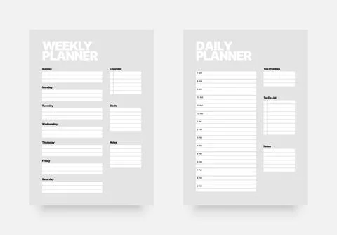 Printable weekly planner template for business organizer. Illustrazione stock