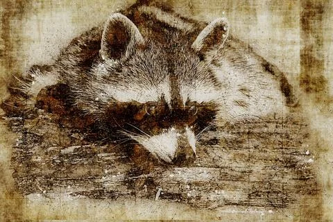 Printable of wild animals with vintage effect Stock Illustration