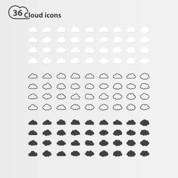 PrintBig vector set of thirty-six cloud shape Stock Illustration