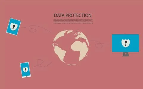 PrintData Protection Cloud Security System Technology Vector Background 스톡 일러스트