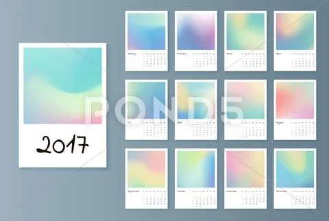PrintDesign of Wall Monthly Calendar for 2017 Year Stock Illustration