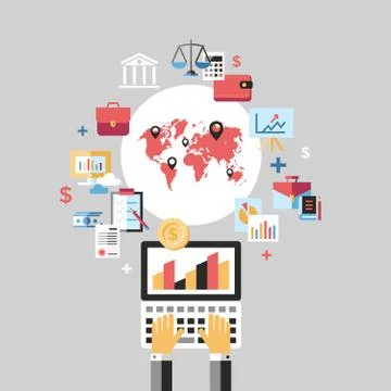 PrintDigital vector blue red business icons Ilustración de archivo